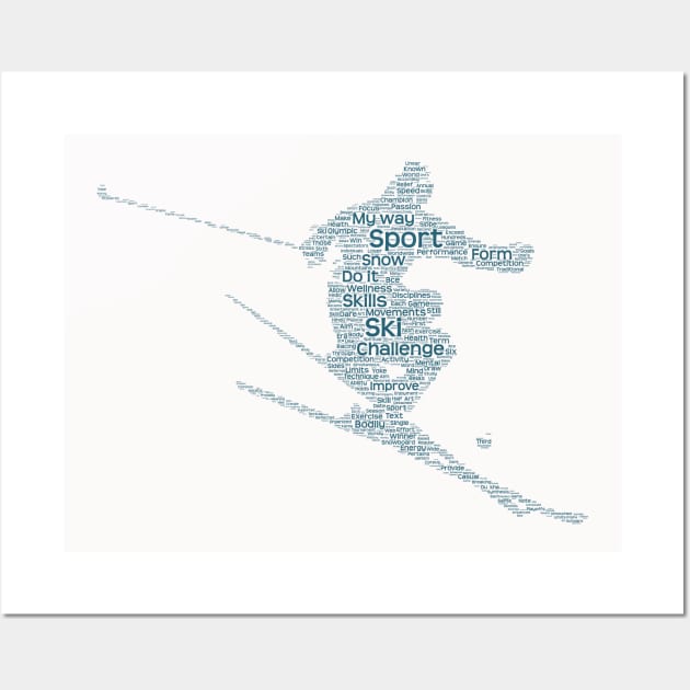 Skiing Skier Silhouette Shape Text Word Cloud Wall Art by Cubebox